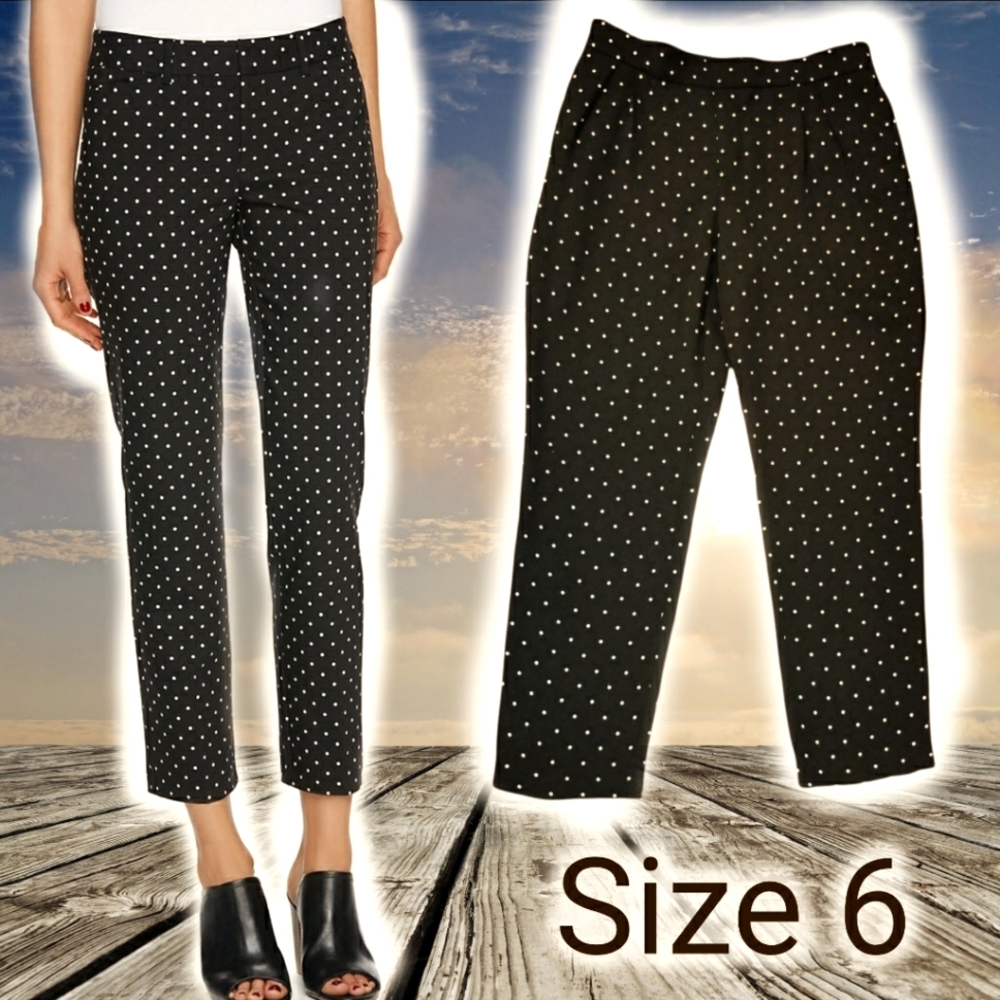 🗺️ Cynthia Rowley Polka Dot Pants w/ pockets Pull On - ½ Back Stretch Waistband